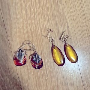 Sterling Silver Amber Earrings